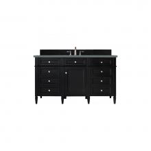 James Martin Vanities 650-V60S-BKO-3CBL - Brittany 60'' Single Vanity, Black Onyx, w/ 3 CM Cala Blue Quartz Top