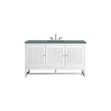 James Martin Vanities E645-V60S-GW-3CBL - Athens 60'' Single Vanity Cabinet , Glossy White, w/ 3 CM Cala Blue Top