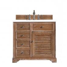 James Martin Vanities 238-104-5511-3CLW - Savannah 36'' Single Vanity Cabinet, Driftwood, w/ 3 CM Classic White Quartz Top