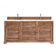 James Martin Vanities 238-104-5711-3CLW - Savannah 72'' Double Vanity Cabinet, Driftwood, w/ 3 CM Classic White Quartz Top