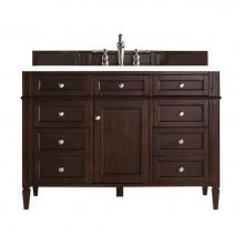 James Martin Vanities 650-V48-BNM-3CLW - Brittany 48'' Burnished Mahogany Single Vanity w/ 3 CM Classic White Quartz Top