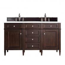 James Martin Vanities 650-V60D-BNM-3CLW - Brittany 60'' Burnished Mahogany Double Vanity w/ 3 CM Classic White Quartz Top