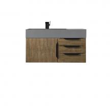 James Martin Vanities 389-V36-LTO-MB-DGG - Mercer Island 36'' Single Vanity, Latte Oak, Matte Black w/ Dusk Grey Glossy Composite T