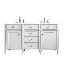 James Martin Vanities 650-V60D-BW-3CLW - Brittany 60'' Bright White Double Vanity w/ 3 CM Classic White Quartz Top