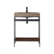 James Martin Vanities C325V27.6MBKWLTSTG - Como 27.6'' Sink Console, Matte Black, Mid Century Walnut w/Stone Grey Composite Top