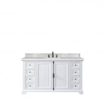 James Martin Vanities 238-105-V60S-BW-3ESR - Providence 60'' Single Vanity Cabinet, Bright White, w/ 3 CM Eternal Serena Quartz Top