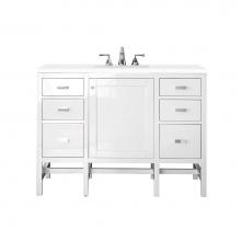 James Martin Vanities E444-V48-GW-3CLW - Addison 48'' Single Vanity Cabinet, Glossy White, w/ 3 CM Classic White Quartz Top