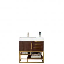 James Martin Vanities 388-V36-CFO-RG-GW - Columbia 36'' Single Vanity, Coffee Oak, Radiant Gold w/ Glossy White Composite Top