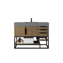 James Martin Vanities 388-V48-LTO-MB-DGG - Columbia 48'' Single Vanity, Latte Oak, Matte Black w/ Dusk Grey Glossy Composite Top