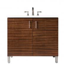 James Martin Vanities 850-V36-AWT-3CLW - Metropolitan 36'' Single Vanity, American Walnut, w/ 3 CM Classic White Quartz Top