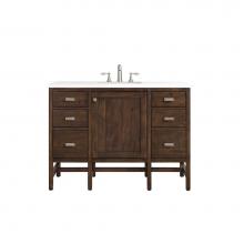 James Martin Vanities E444-V48-MCA-3CLW - Addison 48'' Single Vanity Cabinet, Mid Century Acacia, w/ 3 CM Classic White Quartz Top