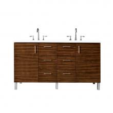 James Martin Vanities 850-V60D-AWT-3CLW - Metropolitan 60'' Double Vanity, American Walnut, w/ 3 CM Classic White Quartz Top