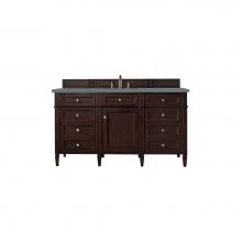 James Martin Vanities 650-V60S-BNM-3CBL - Brittany 60'' Burnished Mahogany Single Vanity w/ 3 CM Cala Blue Quartz Top