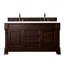 James Martin Vanities 147-114-5661-3CLW - Brookfield 60'' Double Vanity, Burnished Mahogany w/ 3 CM Classic White Quartz Top