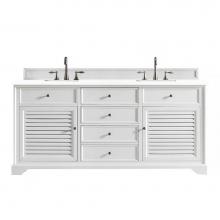 James Martin Vanities 238-104-V72-BW-3CLW - Savannah 72'' Double Vanity Cabinet, Bright White, w/ 3 CM Classic White Quartz Top