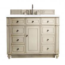 James Martin Vanities 157-V48-VV-3CLW - Bristol 48'' Single Vanity, Vintage Vanilla, w/ 3 CM Classic White Quartz Top