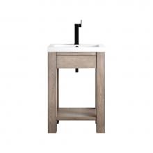 James Martin Vanities C205V24PTAWG - Brooklyn 24'' Wooden Sink Console, Platinum Ash w/ White Glossy Composite Countertop