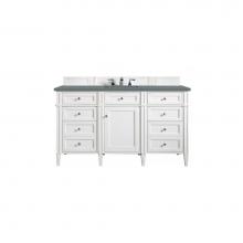 James Martin Vanities 650-V60S-BW-3CBL - Brittany 60'' Bright White Single Vanity w/ 3 CM Cala Blue Quartz Top