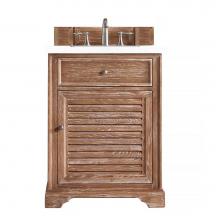 James Martin Vanities 238-104-V26-DRF-3CLW - Savannah 26'' Single Vanity Cabinet, Driftwood, w/ 3 CM Classic White Quartz Top