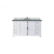 James Martin Vanities 238-105-V60S-BW-3CBL - Providence 60'' Single Vanity Cabinet, Bright White, w/ 3 CM Cala Blue Quartz Top