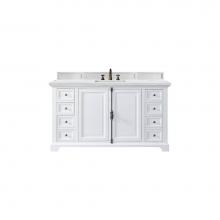 James Martin Vanities 238-105-V60S-BW-3ENC - Providence 60'' Single Vanity Cabinet, Bright White, w/ 3 CM Ethereal Noctis Quartz Top