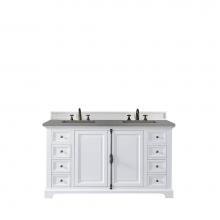 James Martin Vanities 238-105-V60D-BW-3GEX - Providence 60'' Double Vanity Cabinet, Bright White, w/ 3 CM Grey Expo Quartz Top