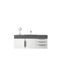 James Martin Vanities 389-V48-GW-A-DGG - Mercer Island 48'' Single Vanity, Glossy White, w/ Dusk Grey Glossy Composite Top