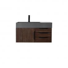 James Martin Vanities 389-V36-CFO-MB-DGG - Mercer Island 36'' Single Vanity, Coffee Oak, Matte Black w/ Dusk Grey Glossy Composite