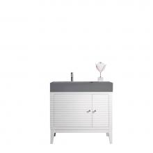 James Martin Vanities 210-V36-GW-DGG - Linear 36'' Single Vanity, Glossy White w/ Dusk Grey Glossy Composite Top