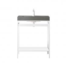 James Martin Vanities C325V27.6GWGWMGR - Como 27.6'' Sink Console, Glossy White, Glossy White w/Modern Grey Composite Top