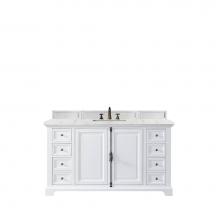 James Martin Vanities 238-105-V60S-BW-3EJP - Providence 60'' Single Vanity Cabinet, Bright White, w/ 3 CM Eternal Jasmine Pearl Quart