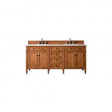 James Martin Vanities 650-V72-SBR-3CLW - Brittany 72'' Saddle Brown Double Vanity w/ 3 CM Classic White Quartz Top