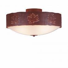 Avalanche Ranch Lighting A47706FC-02 - Ridgemont Close-to-Ceiling Large - Maple Cutout - Frosted Glass Bowl - Rust Patina Finish