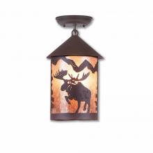 Avalanche Ranch Lighting M48522AL-27 - Cascade Close-to-Ceiling Medium - Alaska Moose - Almond Mica Shade - Rustic Brown Finish