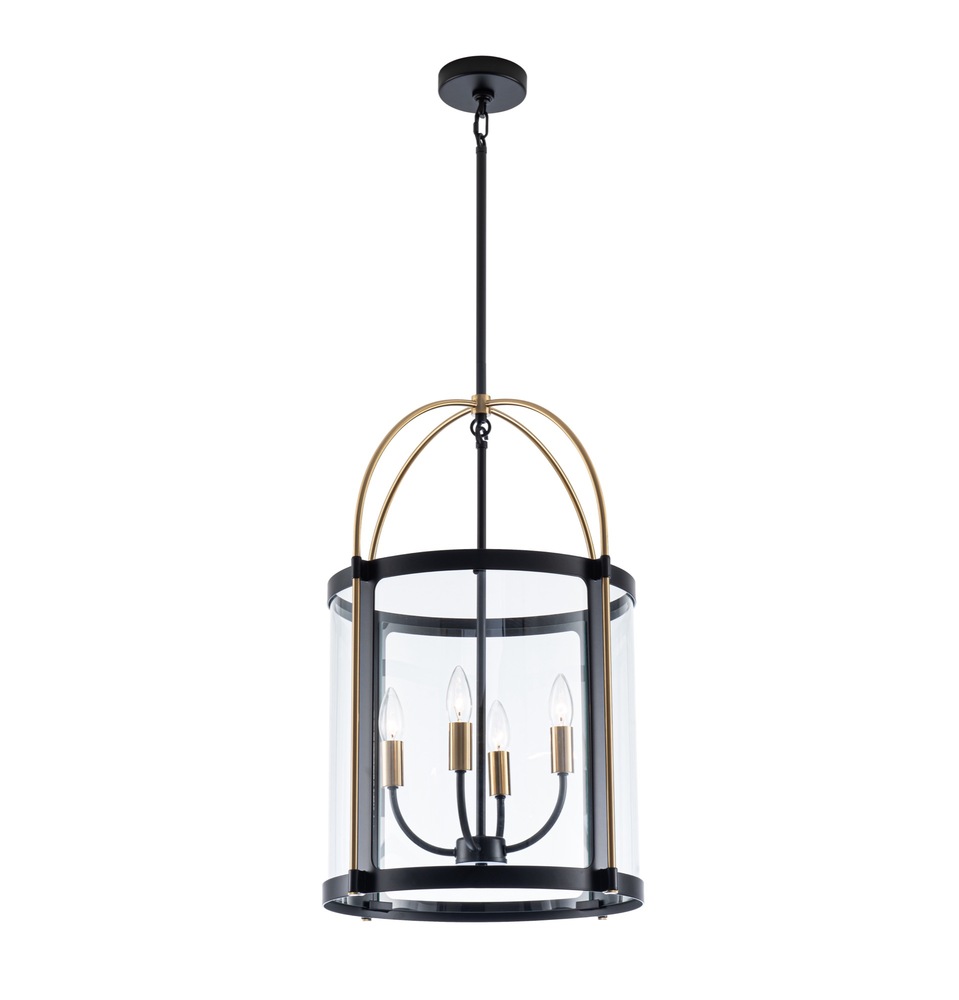 Bonita Collection 4-Light 17&#34; Pendant Black and Brushed Brass