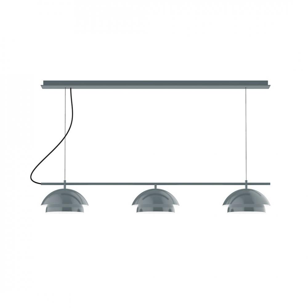 2-Light Linear Axis LED Chandelier, Forest Green