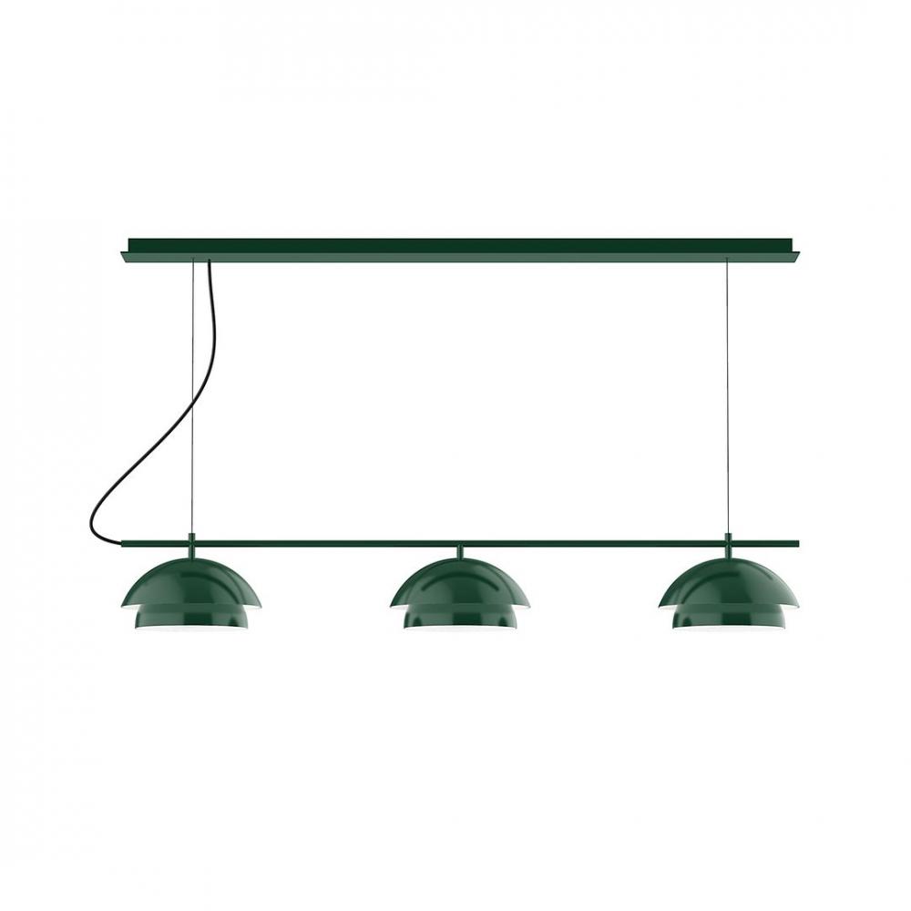 2-Light Linear Axis LED Chandelier with White SJT Cord, Sea Green