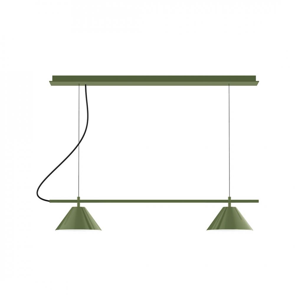 2-Light Linear Axis LED Chandelier, Fern Green