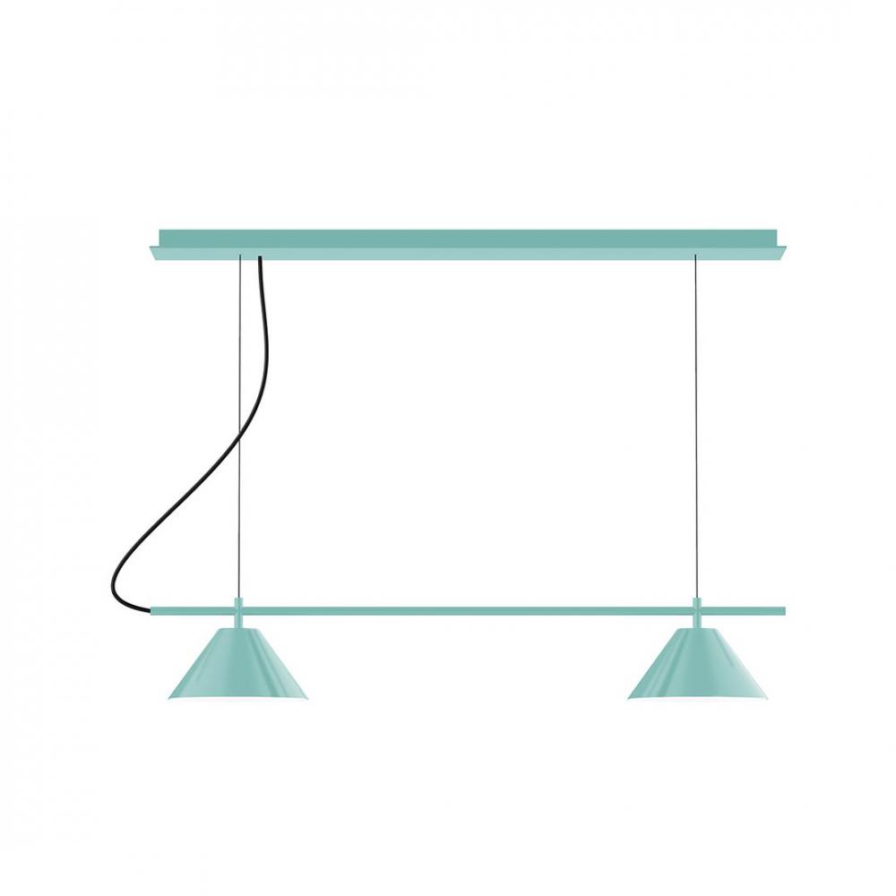 2-Light Linear Axis LED Chandelier with White SJT Cord, Sea Green