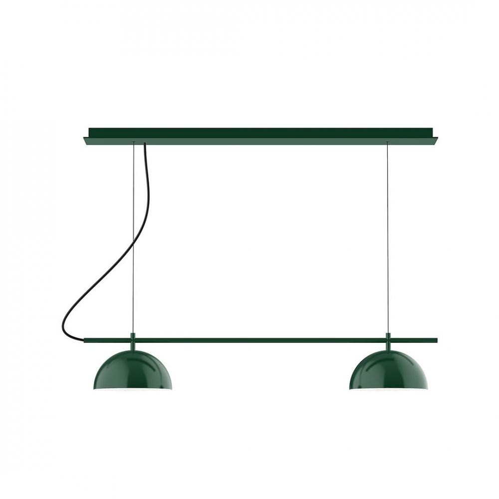 3-Light Linear Axis LED Chandelier, Forest Green