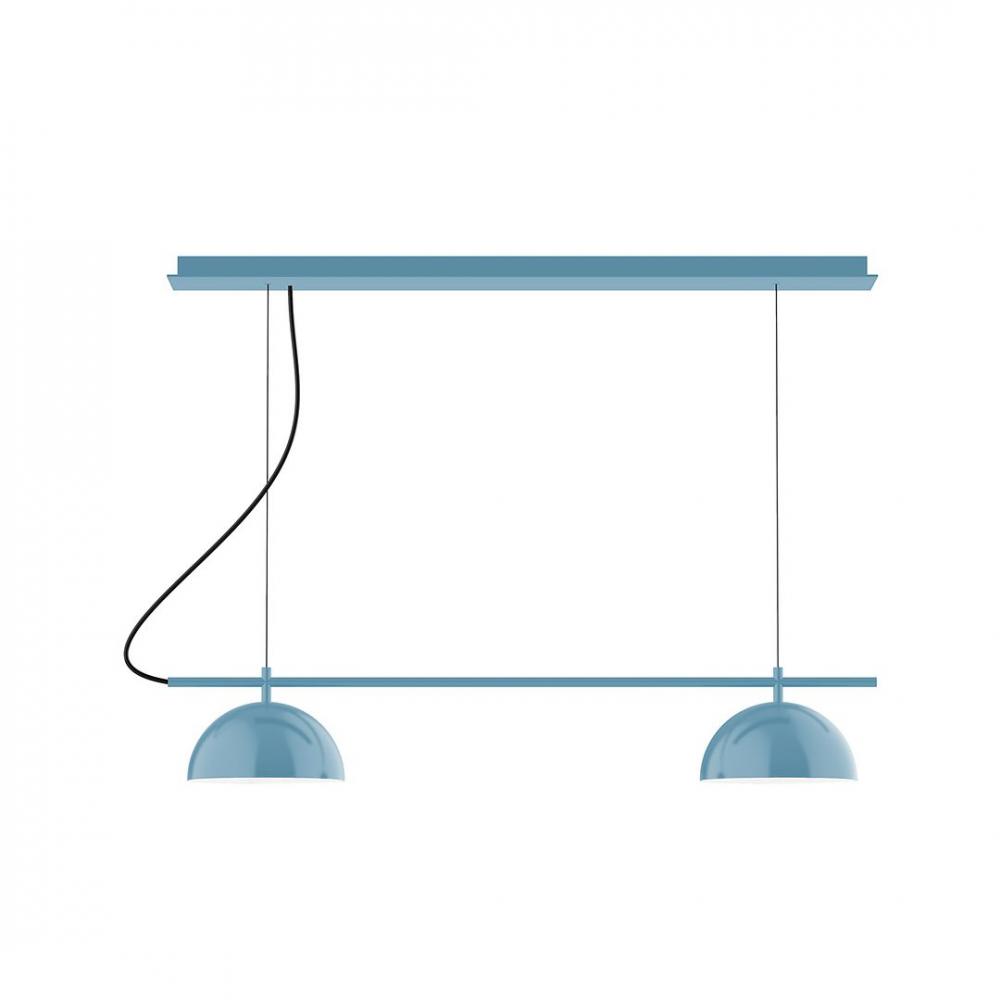 3-Light Linear Axis LED Chandelier, Light Blue