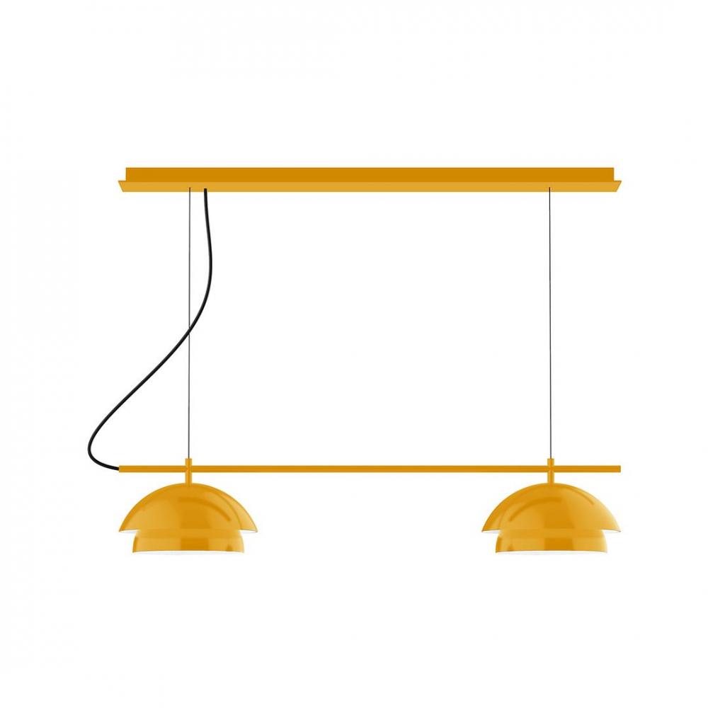 2-Light Linear Axis LED Chandelier with White SJT Cord, Bright Yellow