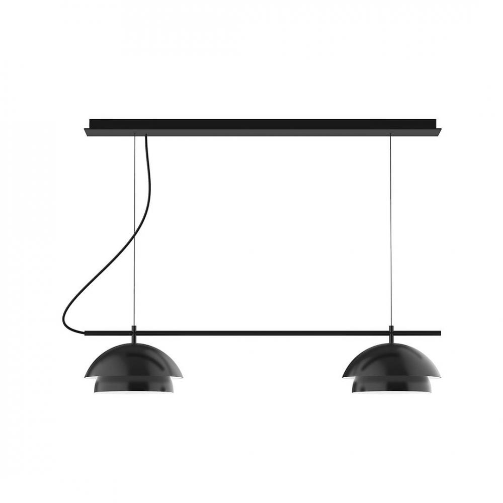 2-Light Linear Axis LED Chandelier, Black