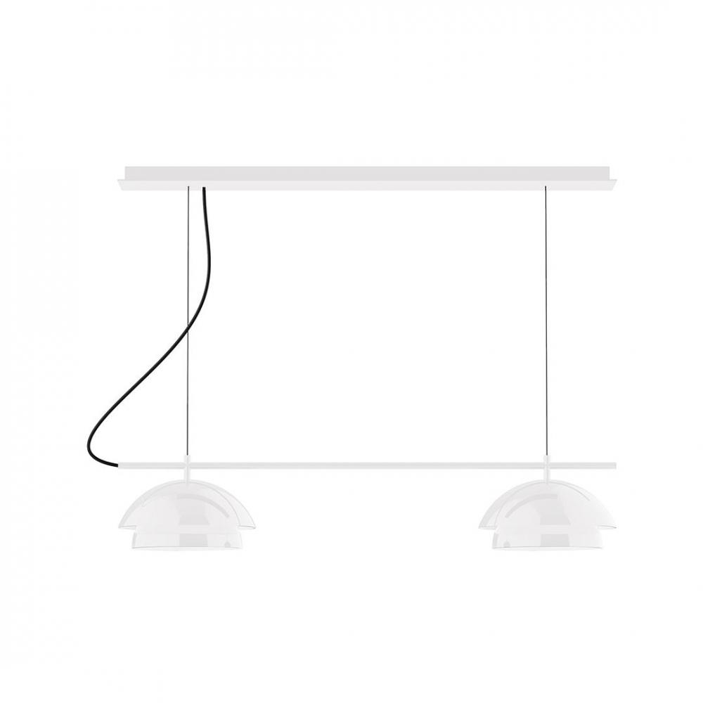 2-Light Linear Axis LED Chandelier, White