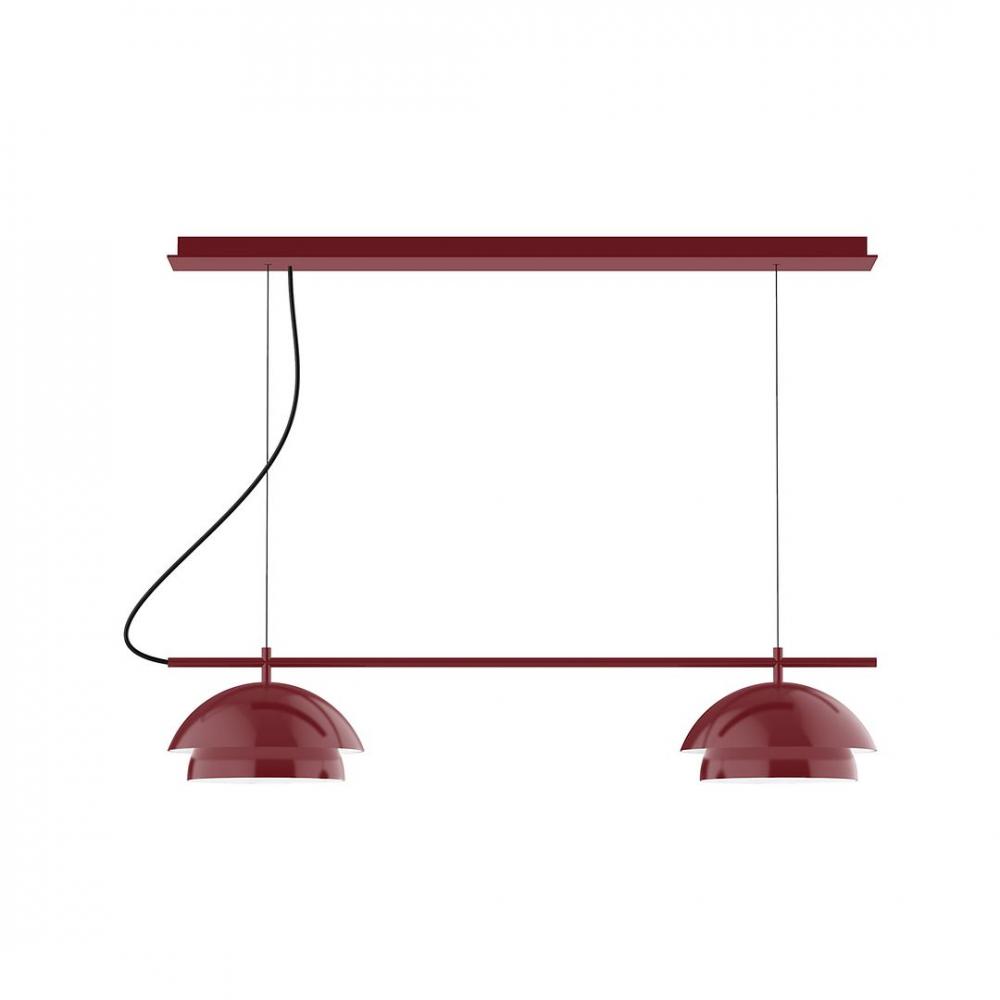 2-Light Linear Axis LED Chandelier, Barn Red