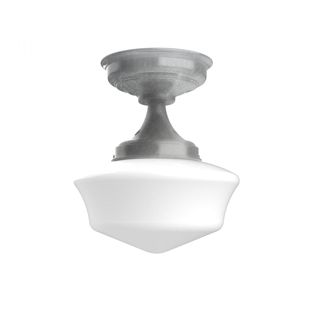 12&#34; Schoolhouse glass, flush mount ceiling light, Painted Galvanized