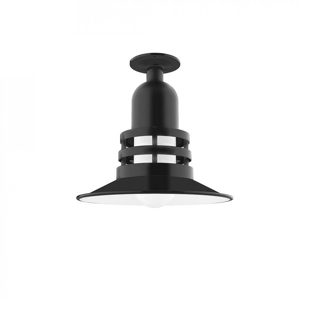 Atomic 12&#34; Flush Mount Light with Frosted Glass in Black