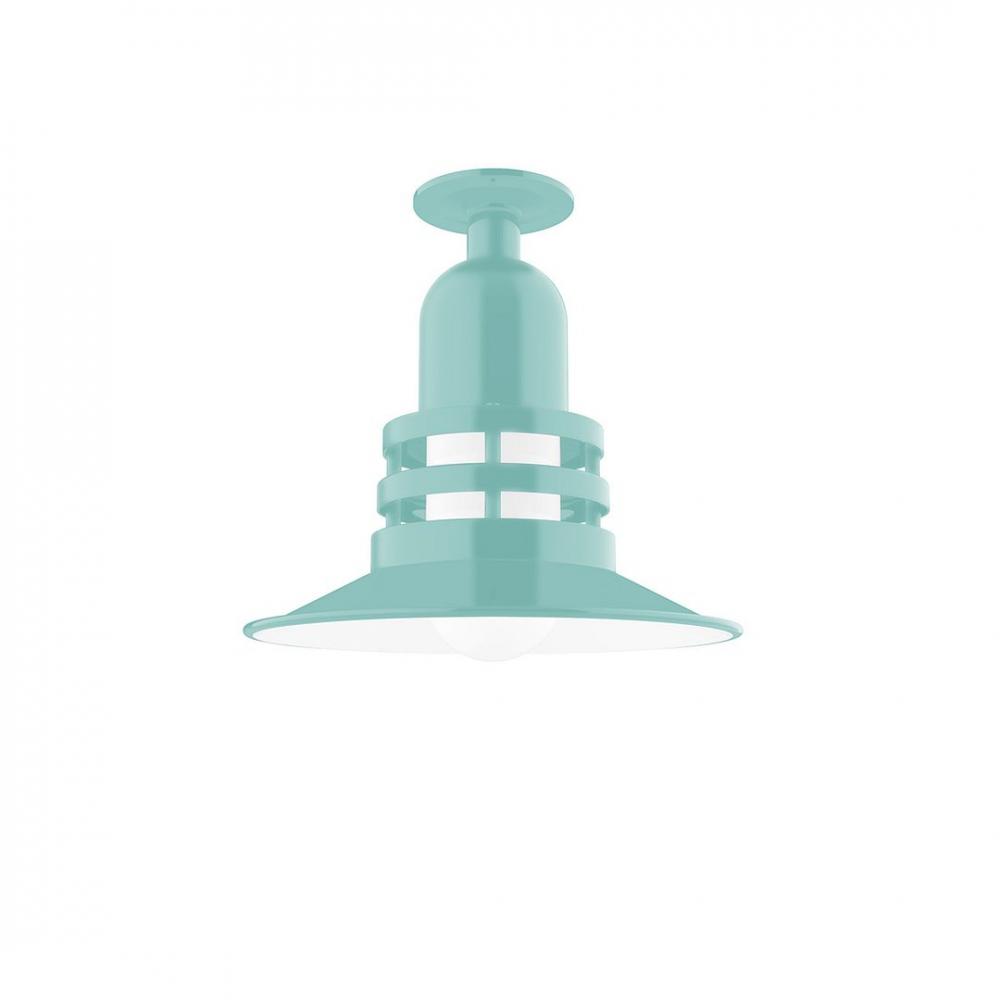 Atomic 12&#34; Flush Mount Light with Frosted Glass in Sea Green