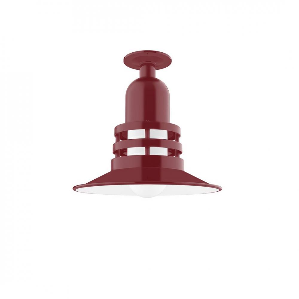 Atomic 12&#34; Flush Mount Light with Frosted Glass in Barn Red