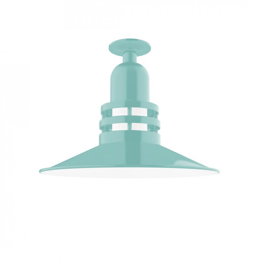 Atomic 16&#34; Flush Mount Light with Frosted Glass in Sea Green